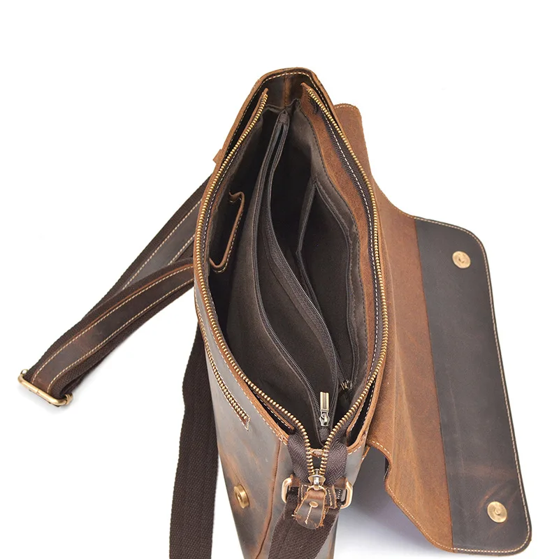 Ретро Crazy Horse кожаный мужской портфель-сумка на плечо из натуральной кожи сумка с откидной пряжкой бизнес-портфель для ноутбука
