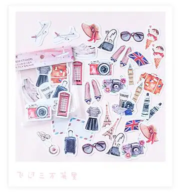 Путешествия по всему миру милые акварельные модные наклейки пасты упаковка 40 шт./лот Фламинго Цветы морские прицелы ура - Цвет: 7