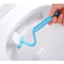 Hot Sale 1PC Portable Toilet Brush Scrubber V-Type Cleaner Clean Brush Bent Bowl Handle