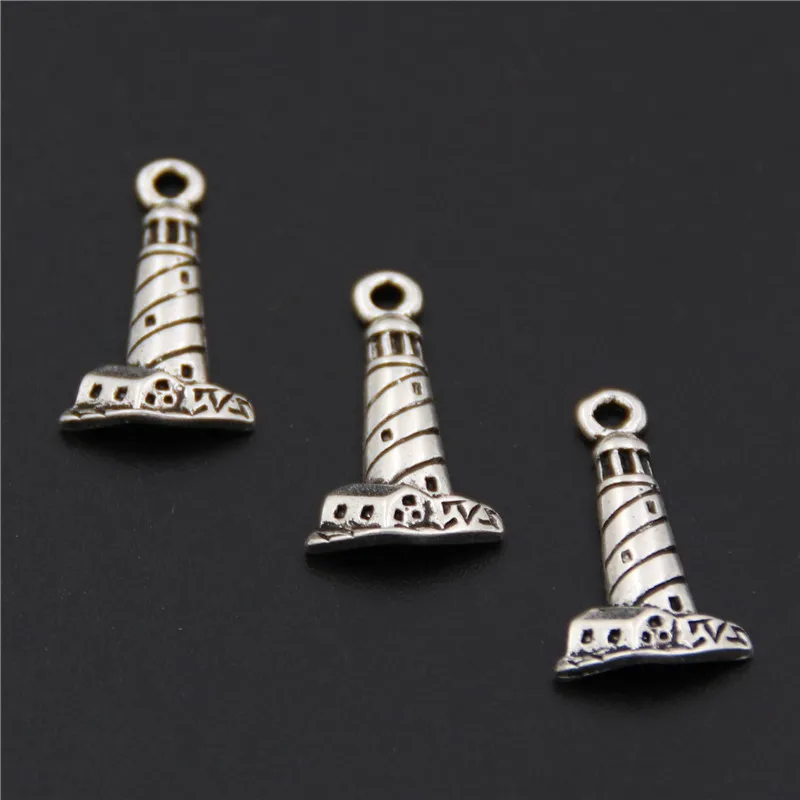 

50pcs Antique Silver Lighthouse Tower Charms Pendant Jewelry Making Diy Handmade Craft A2588