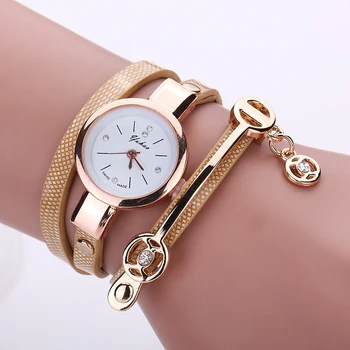 

New Fashion Design Watch Bracelet Round Dial Bangle Watch PU Leather Band Women Clock Large Strap Female Wristwatches