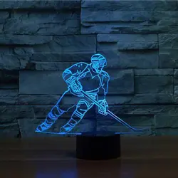 Светодиодный Хоккей плеер настольная лампа USB визуальный Luminaria прикроватная 3D ночные светильники для детей Подарки сна освещение