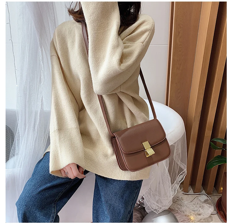 Luxury Brand Handbag New Fashion Simple Square bag Quality PU Leather Women's Designer Handbag Lock Shoulder Messenger bags