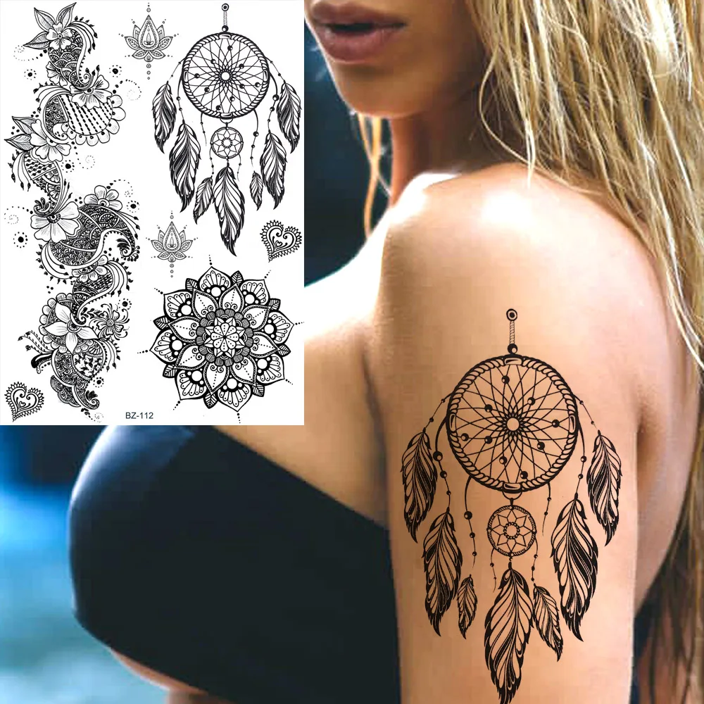 YURAN Temporary Tattoo Stiker Besar Mimpi Penangkap Dreamcatcher