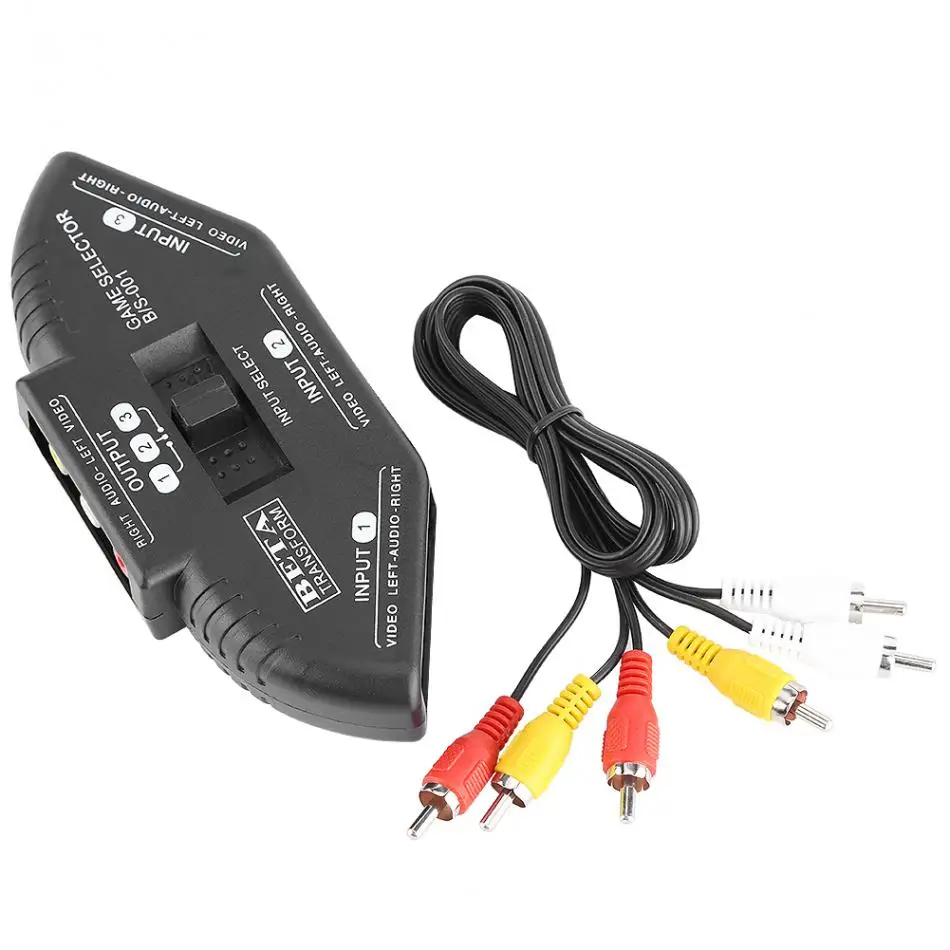 

3 in 1 Out Audio Video Signal AV RCA Switch Switcher Selector Box Converter Splitter for DVD VCD VCR DV