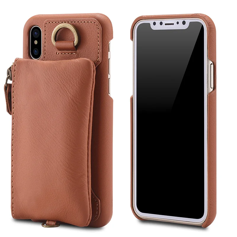 

NEW 100% Genuine Multifunction Card Holder Cover Genuine Leather Case for iPhone X Detachable Wallet Pouch with Strap for Women
