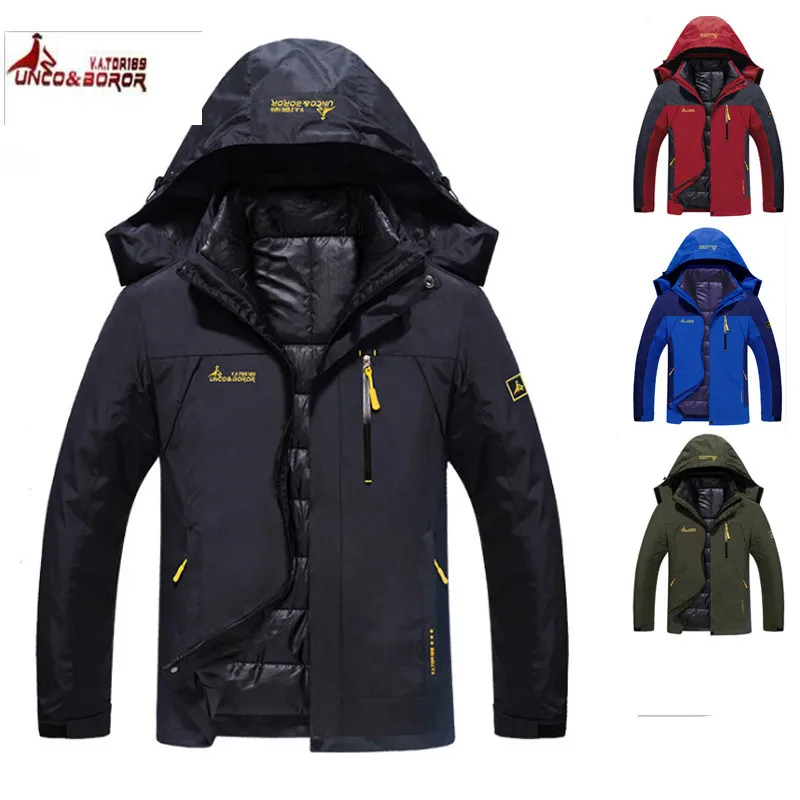 UNCO&BOROR Outdoor 2 in 1 Jacket Winter Climbing Waterproof Thermal Hiking Jacket Men Camping Windproof Skiing Jacket 6XL UNCO&BOROR Outdoor 2 in 1 Jacket Winter Climbing Waterproof Thermal Hiking Jacket Men Camping Windproof Skiing Jacket 6XL