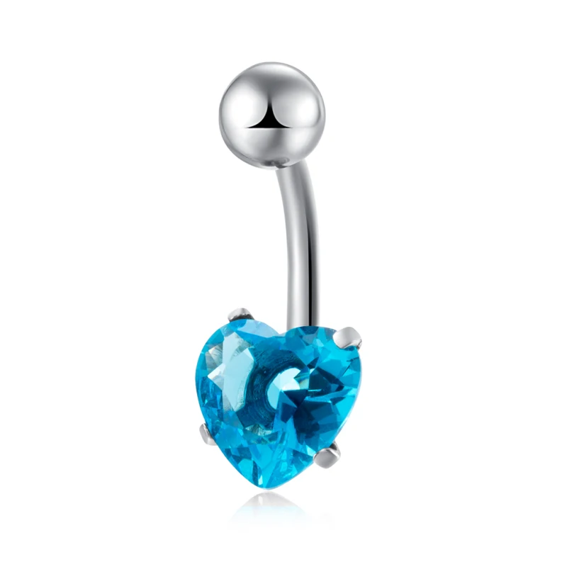 

Wholesale 5Colors Available AAA+ Cubic Zirconia CZ Cute Heart Ball Piercing Navel Ring Belly Button Ring Fashion Body Jewelry