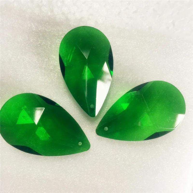 

Shining Dark Green Chandelier Crystal Pendant 50mm Almond Teardrop Prism Lamp Parts For DIY Suncatcher Curtain Decor