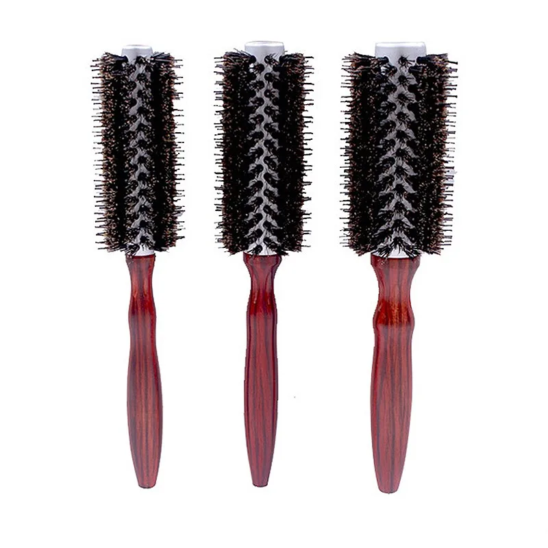 

3pcs/set Wooden Handle Natural Bristles Round Roller Comb Aluminum Curling Combs Hair Brush for Hair Styling Drying Curling 1321