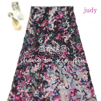 

stock 5yards/bag ST116# 2 colors mixed sequins new art patterns embroidered fabrics used on the fashion stage