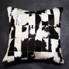 45x45 см модная черно-белая Лоскутная воловья меховая подушка Чехол Подушка кожа для домашнего дивана автомобиля Декор, без наполнителя