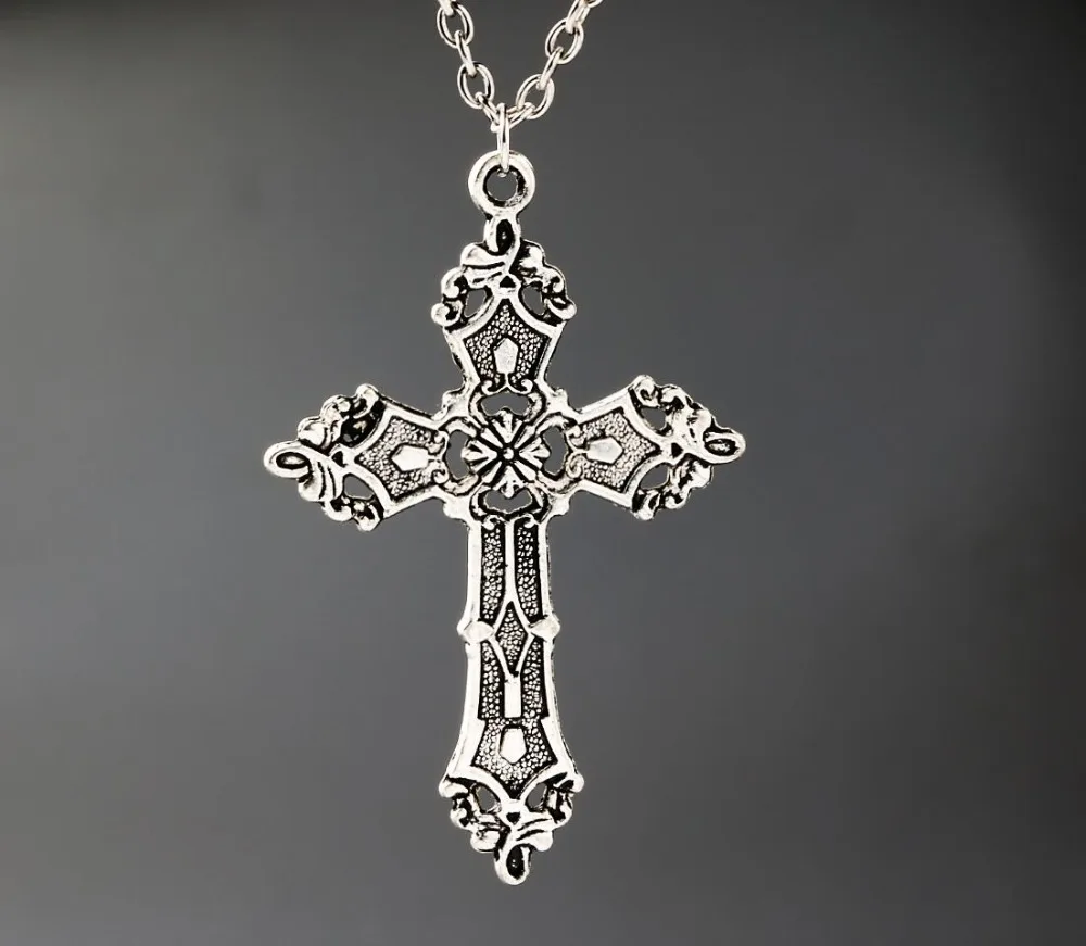 

Cross Necklaces & Pendants Alloy Gothic Jewelry Antique Silver Cross Vintage Pendant Necklace Charms Women Girl Gift New