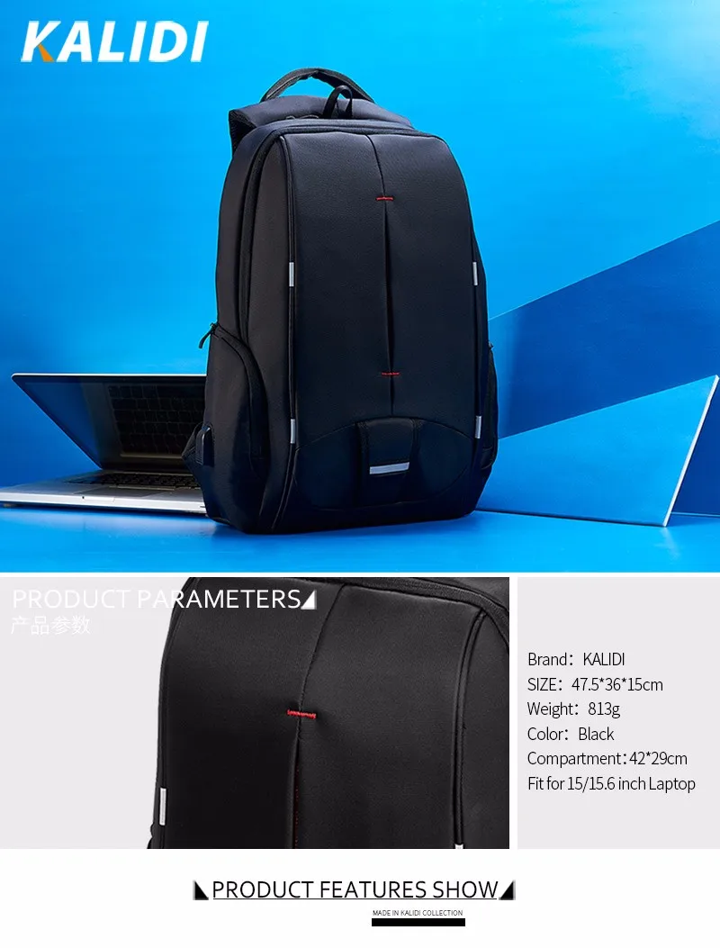 Kalidi 15 дюймов Водонепроницаемый ноутбук рюкзак Для мужчин для MacBook компьютера рюкзак для путешествий школьная сумка 15.6 дюймов Сумка для ноутбука зарядка через USB рюкзак мужской рюкзак