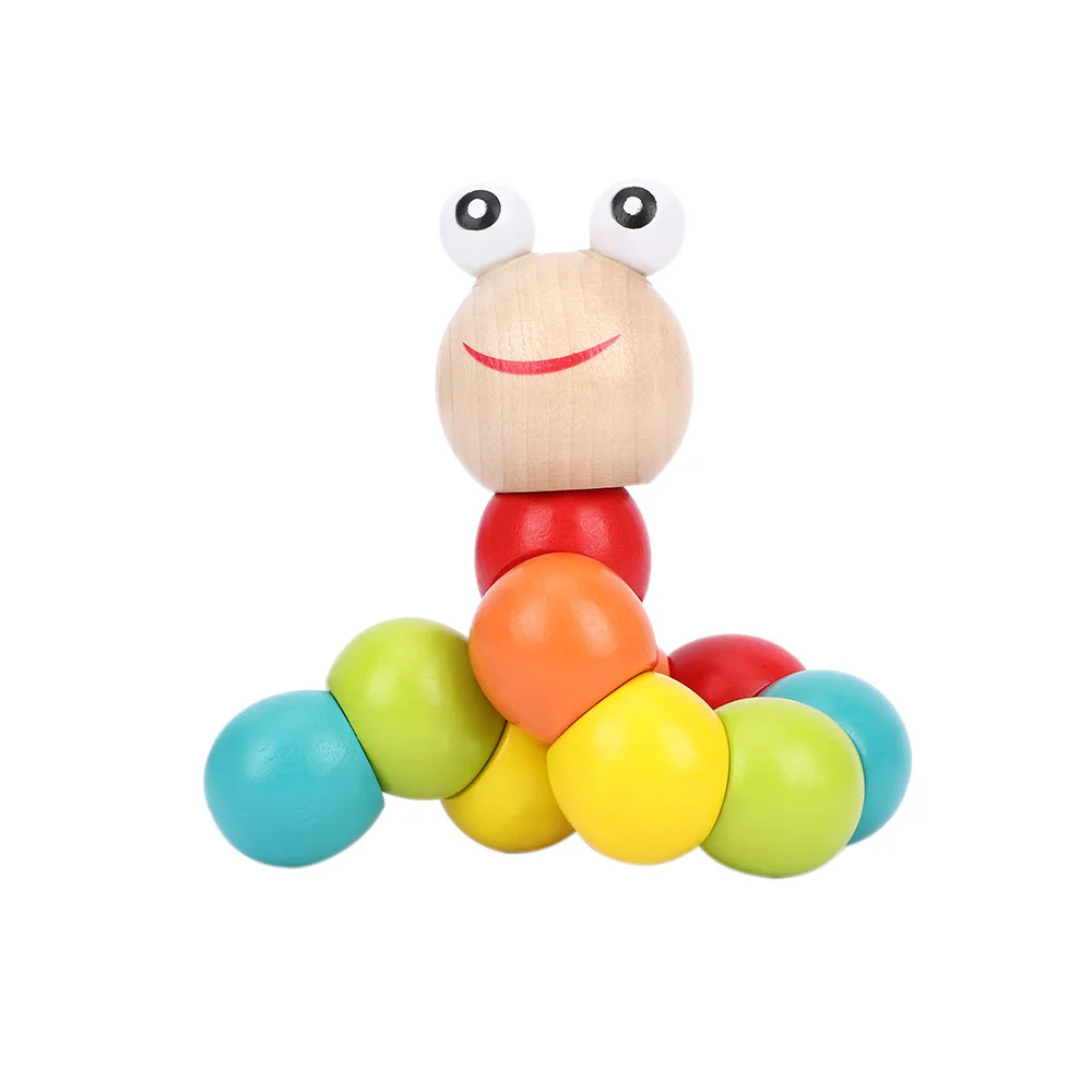 

Fashion Worm Retro Funny Classic Creative DIY Baby Kid Twist Caterpillar Wooden Mulitcolor Block Toy Educational Gift