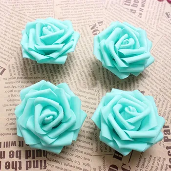 

6.5CM Tiffany Blue Artificial Floral Foam EVA Large Roses Heads,DIY Wedding Kissing Balls,Bridal Bouquet Supplies,wrist corsage