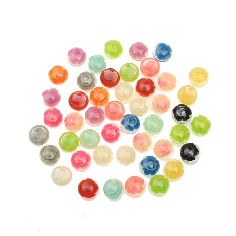 

50Pcs 7mm Mini Round Resin Flowers Decorations Crafts Flatback Cabochon Embellishments For Scrapbooking Diy Accessories