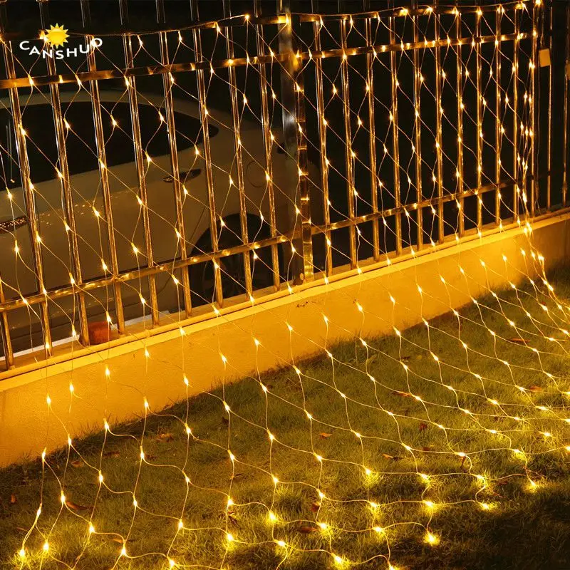 

CANSHUO 1.5mx1.5m 96 Leds AC220V 110V LED Net Mesh Fairy String Lights for Christmas Party Wedding Indoor Outdoor Decoration