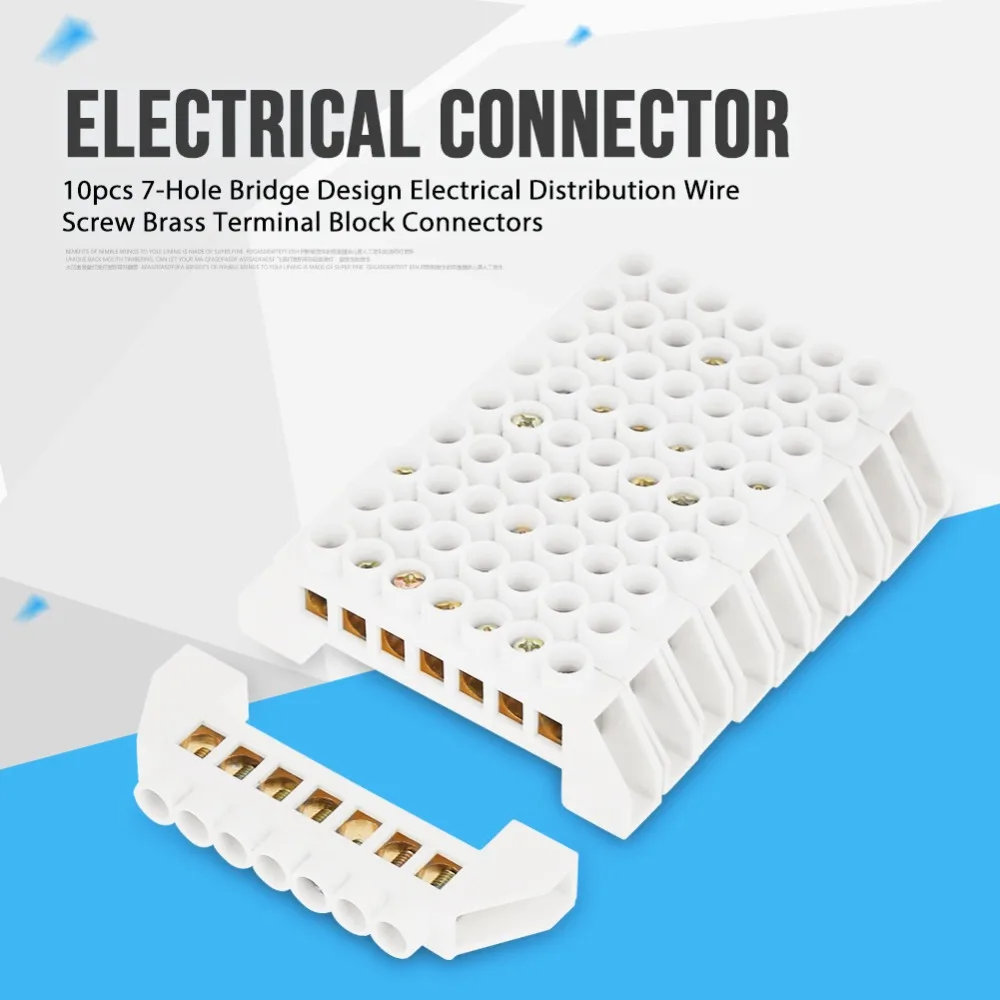 Горячий 10 шт 7-дырочный мост дизайн электрический распределительный провод винт латунные клеммные колодки Модный Горячий