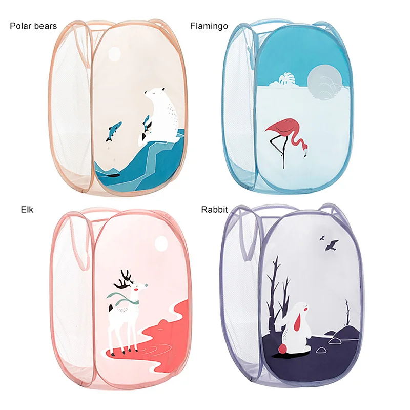 Cartoon Folding Laundry Basket Toy Storage Picnic Basket Box  (6)