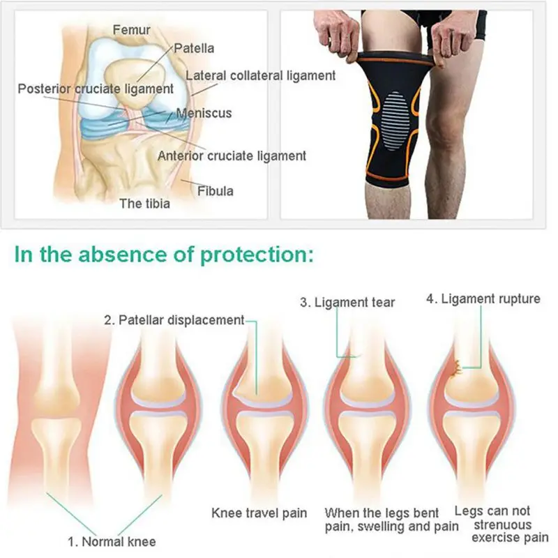 AOLIKES 1PCS New Adjust Bamboo Charcoal Elastic Knee Support Knee Pads Brace Kneepad Volleyball Basketball Safety Guard Str