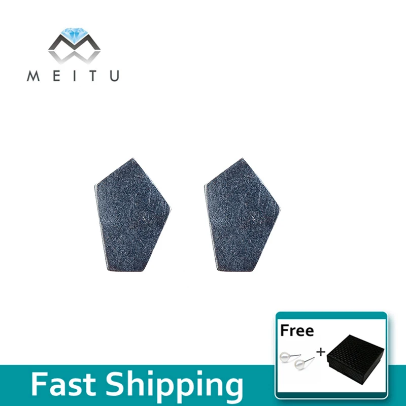 

Real Sterling S925 Silver Fashion Vintage earrings for Women Men birthday present jewelry Geometric style ear stud E-43