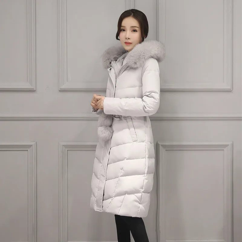 D'hiver Renard Canard Para Kj372 Col Coréenne Duvet Black Ayunsue Grey light Féminin Épaissir De Veste Manteau Casacas Femmes Mujer Long pink Manteaux Fourrure qtnU0Y