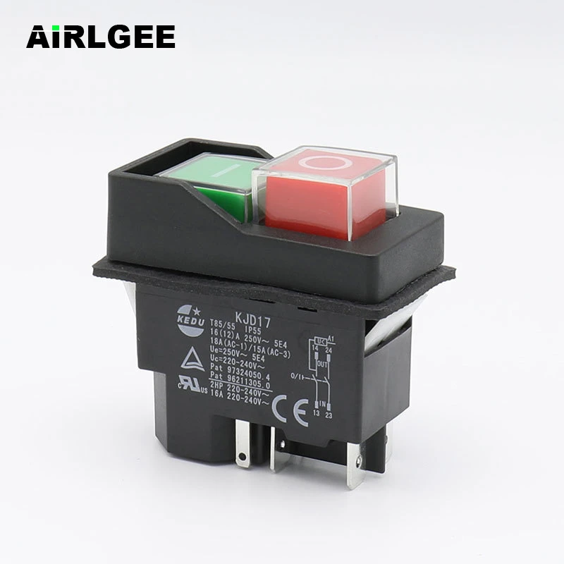 AC250V IP55 KJD17 5 Pin Start Stop On Off Electromagnetic Push Button Switch UK AC250V IP55 KJD17 5 Pin Start Stop On Off Electromagnetic Push Button Switch UK