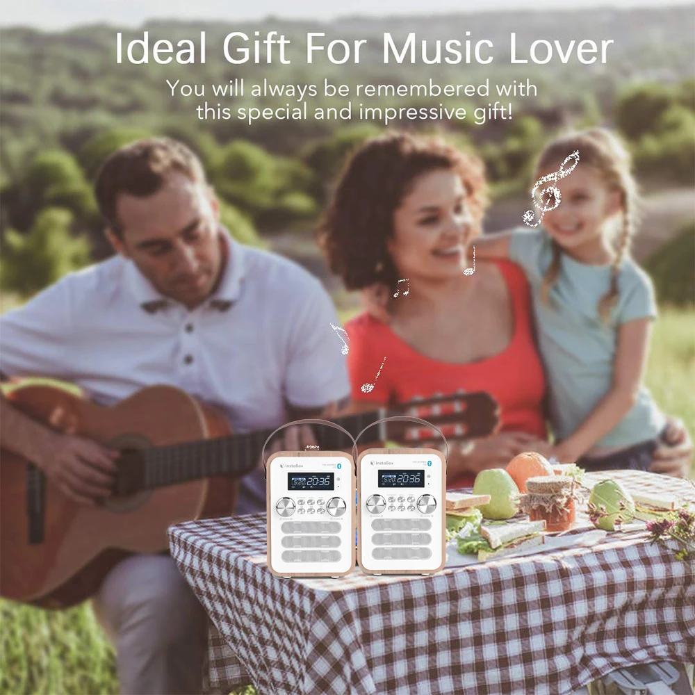 InstaBox i10 цифровой fm радио многофункциональный MP3 плеер деревянные часы с ручкой