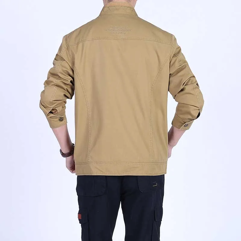 New Fashion Mens Military Jackets 4XL 5XL Stand Collar Bomber Jacket Cotton Casual Loose Coat Male Clothing OUTWEAR