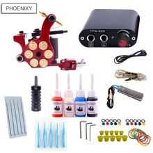 Набор татуировки 1 поворотный пулемет питания 4 цветные Чернила иглы для введения пигмента татуировки аксессуары для завершенная Татуировка набор