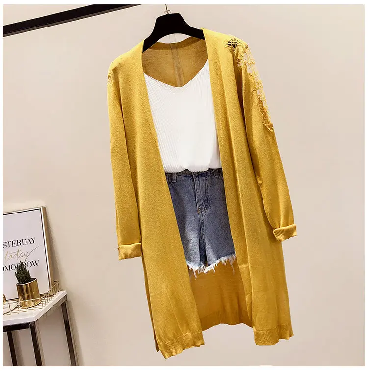 Fashion 2019 New Women Cardigan Jacket Knitted Lace Patchwork Coats Autumn Long Sleeve Chaquetas Mujer Long Jackets Coats Ladies (14)