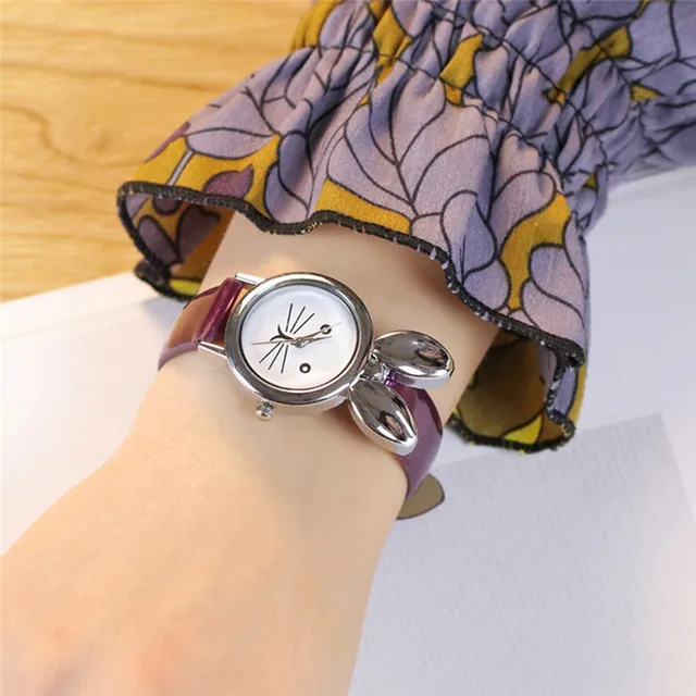 2018 Luxury Fashion Women Rabbit Ears Leisure Time Faux Leather Analog Simple Wr 2018 Luxury Fashion Women Rabbit Ears Leisure Time Faux Leather Analog Simple Wr