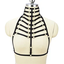 Высокий воротник жгут Кейдж Бюстгальтер Топ жгут тело жгут отрегулировать сексуальное женское белье бондаж Танец Топ Холтер Костюм Для женщин