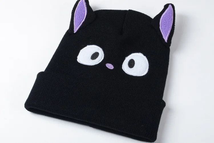 Kiki's Delivery Service JiJi Вязаная хлопковая шапка черного цвета с котом плюшевая зимняя