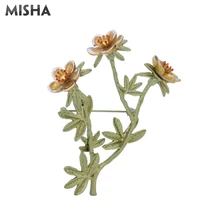 MISHA, женские винтажные броши, булавки, ювелирное изделие, зеленая брошь в форме цветка, булавки, элегантные модные ювелирные изделия, высокое качество, 2466