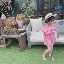 Новое поступление, комбинезоны с оборками для девочек модные хлопковые летние шорты для девочек от 3 до 8 лет, B527