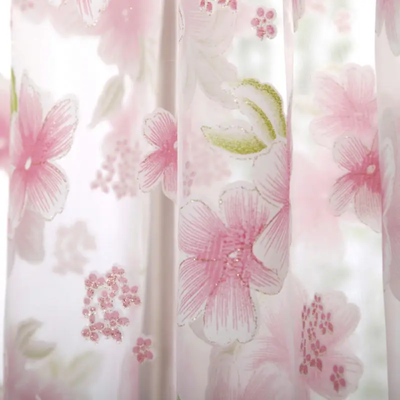 Sheer Voile Tulle Window tulle Curtains Bedroom Living Room Balcony Flowers Printed Tulip Sun-shading Translucent Curtain