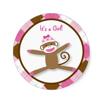 

3.8cm Girl Sock Monkey Stickers Envelope Seals