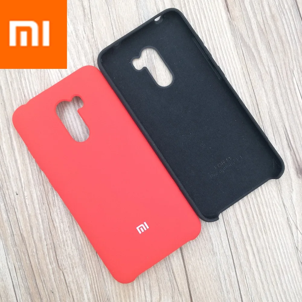 

Original Xiaomi Pocophone F1 Silky Soft-Touch Finish Case Back Liquid Silicone Protective Cover F1 Case with logo Anti-fall