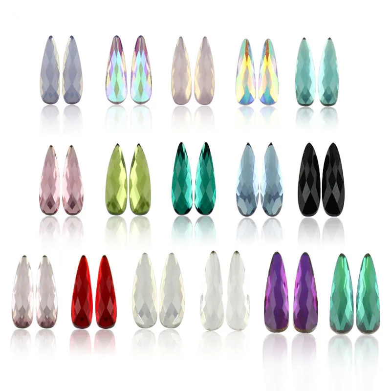 

3x10mm 95Pcs Raindrop crystal ab,rainbow,pink.. No Hotfix Rhinestones Multi Colors 3D Nail Art Gllitter Teardrop Glass Crystals
