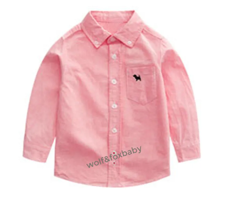 Розничная рубашек с длинным рукавом для детей от двух до восьми лет классическая однотонная одежда для маленьких детей одежда для мальчиков одежда на весну лето и осень - Цвет: Розовый