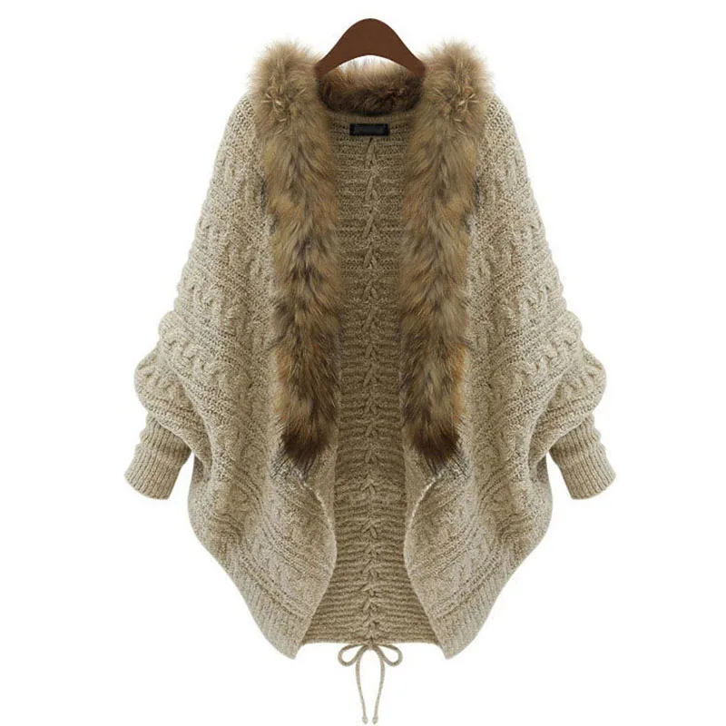 Cardigan Sweater Women Winter Spring Knitted O-Neck Tops Cardigans Coat Batwing Sleeve Poncho Warm Female |