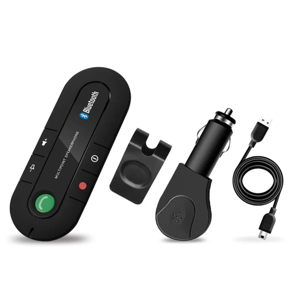 Bluetooth Handsfree Car Kit Wireless Bluetooth Speaker Phone MP3 Music Player Sun Visor Clip Speakerphone with Car Charger