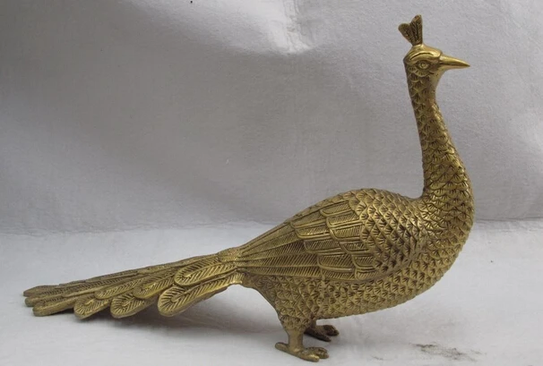 

150401 S0772 Chinese Folk Refined Bronze Copper Lucky Peacock peahen Bird Art Statue discount 30% (C0324)