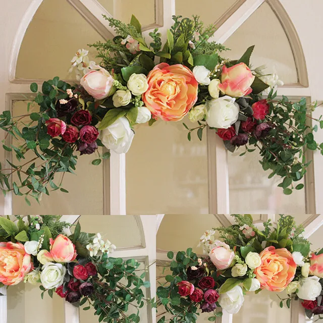 Wreaths Rose Artificial flower garland Wall Mounted Hanging Baskets