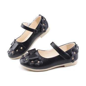 

Mumoresip Girls Floral Shoes Princess Sweet With Flowers Bow-knot Rivets Fashion Kids Flats For Girls Shool-open Girlish Shoes