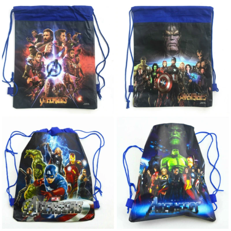 

1pcs 34*27cm Avenger Super Hero cartoon non-woven fabrics drawstring backpack Gift bag Party Favor