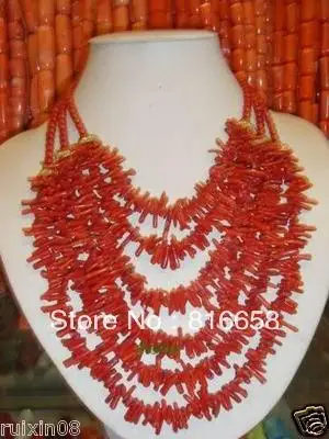

FREE SHIPPING>>@> HOT@@6 String Dense red coral Branches Handmade necklace