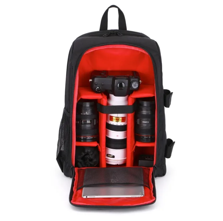 Водонепроницаемый цифровой DSLR фото Стеганый рюкзак с дождевой крышкой сумка чехол для iPad Canon Sony Fuji Nikon Olympus Panasonic - Цвет: Red